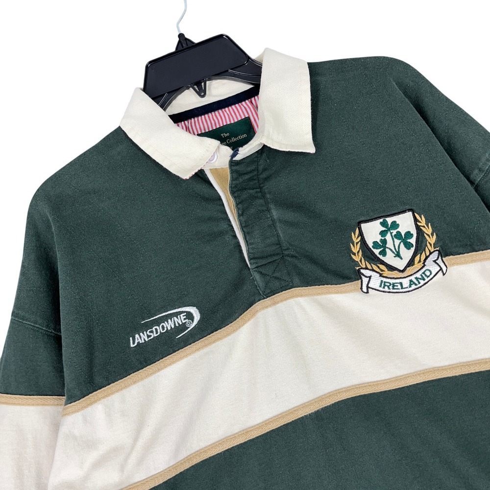Lansdowne‎ Rugby Shirt Ireland Shamrock Crest Long Sleeve Sport Casual Mens XXL